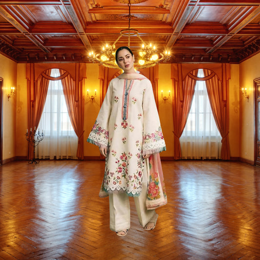 ZARA SHAHJAHAN LAWN WITH DIGITAL DIAMOND DUPATTA