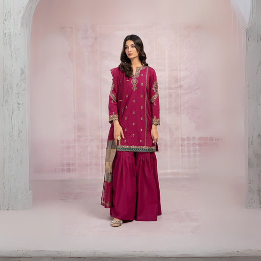 MARIA B Luxury Embroidered Lawn 3PC Set | Premium Formal Wear AE-880