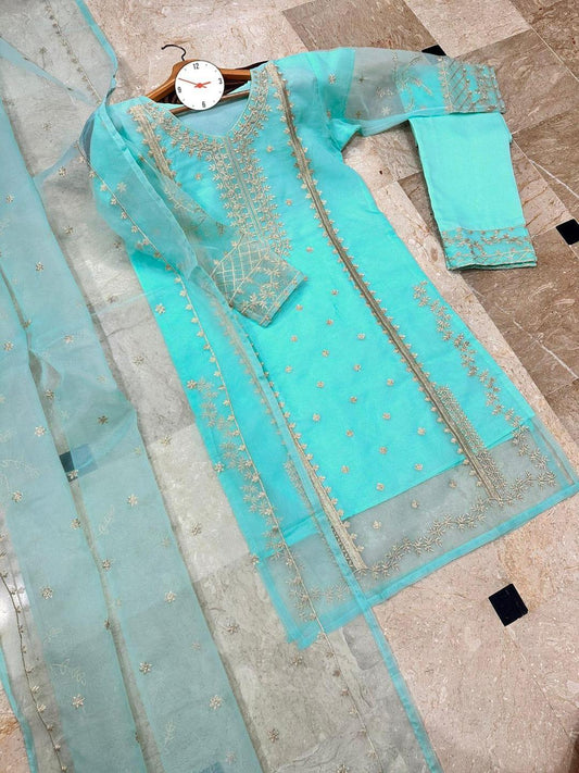 Organza 3Pc SuiteWith Embroidery Dupatta