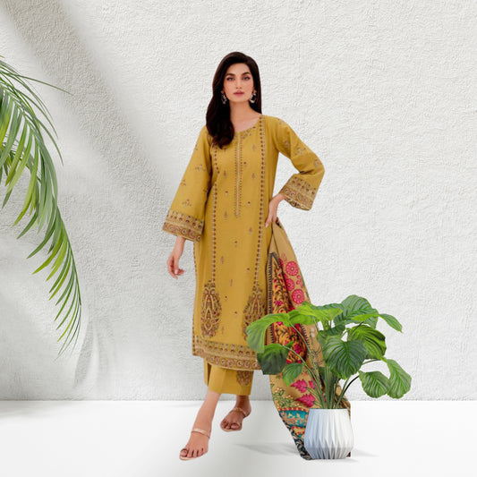 JAZMIN EMBROIDERED WITH DIGITAL PRINT VOIL DUPATA CODE : 6087