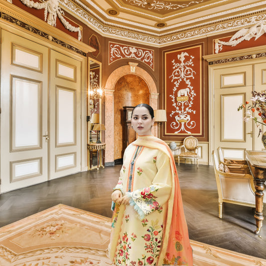 ZARA SHAHJAHAN LAWN  WITH  DIGITAL DIAMOND DUPATTA