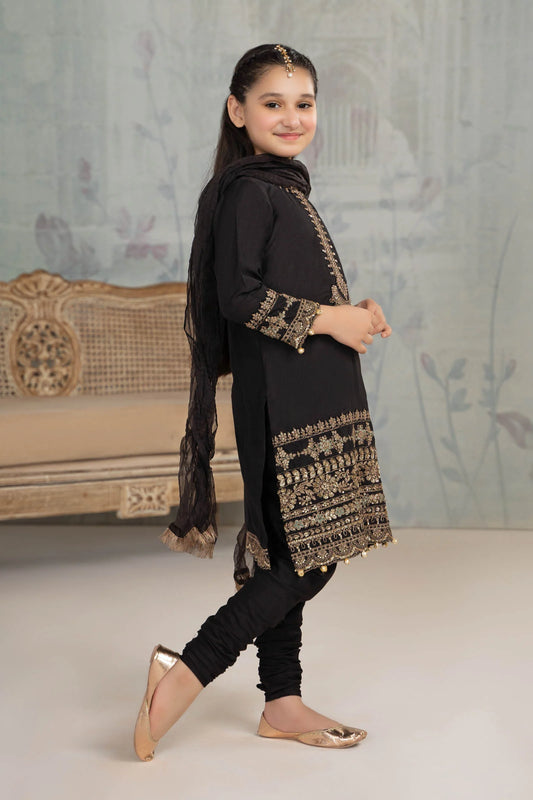 Maria.B. 3 Piece Embroidered Black Lawn Cotton Suit
