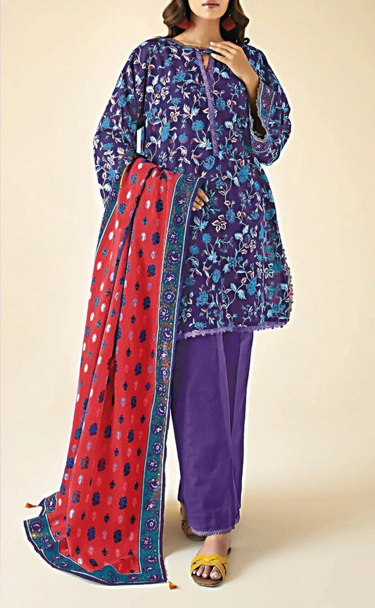 3 Pcs Women's Unstitched Printed Suit